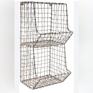 Colonial Tin Works Mini Rustic Wire General Store Wall Bin in Gray